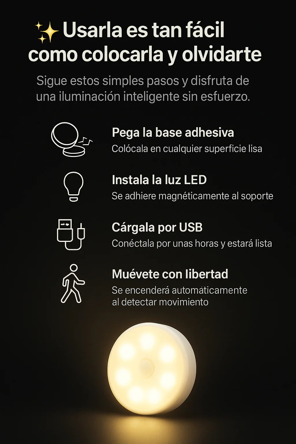 SmartGlow™ 3x1✨ — ¡Luz Nocturna Inteligente con Sensor de Movimiento! 💡