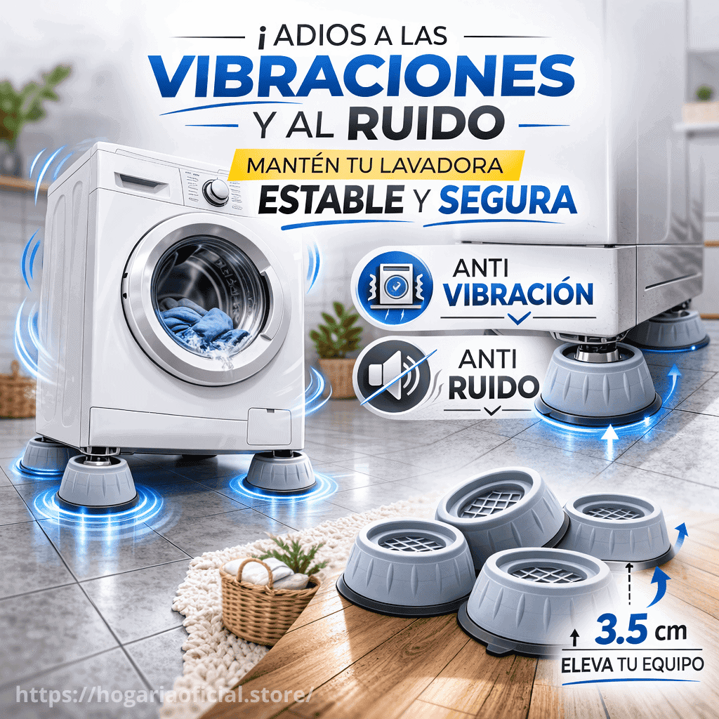 ✨ ¡Adiós al ruido de tu lavadora! Almohadillas Antivibración para Lavadora (Set x4)✨🛑