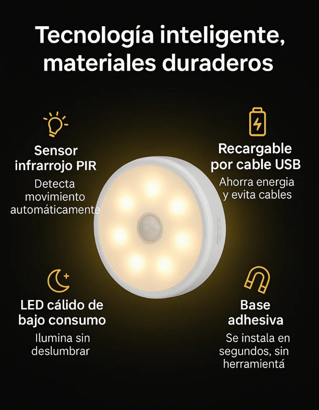 SmartGlow™ 3x1✨ — ¡Luz Nocturna Inteligente con Sensor de Movimiento! 💡