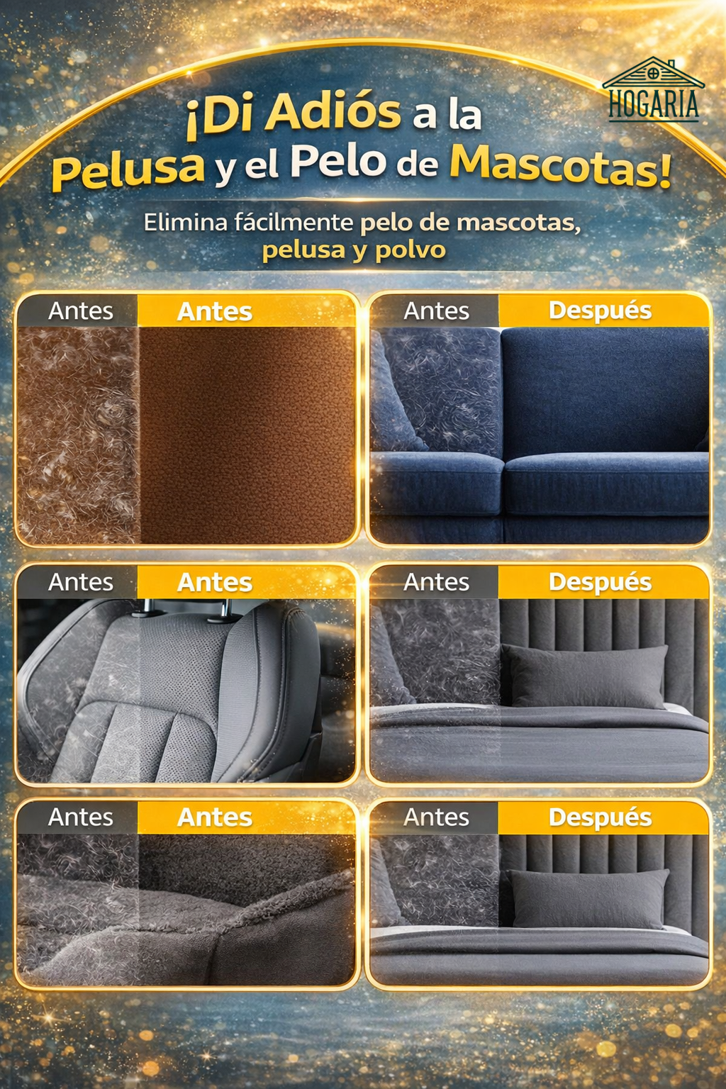 Guante ElectroClean™ 🧤✨ Despídete del pelo en muebles, ropa y carro al instante