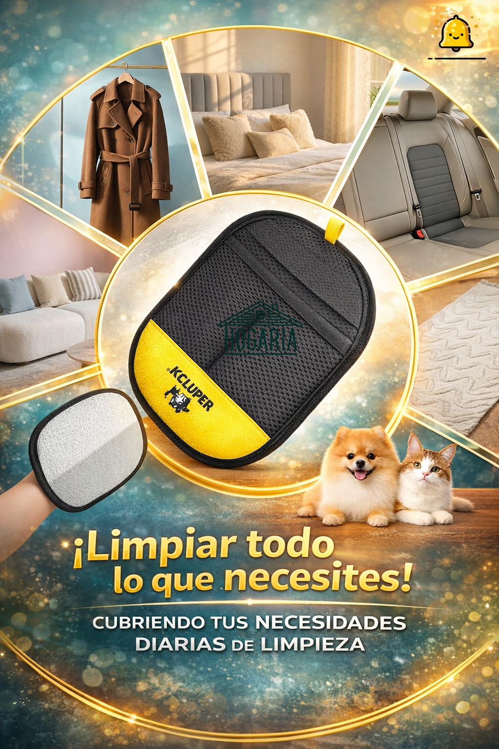 Guante ElectroClean™ 🧤✨ Despídete del pelo en muebles, ropa y carro al instante
